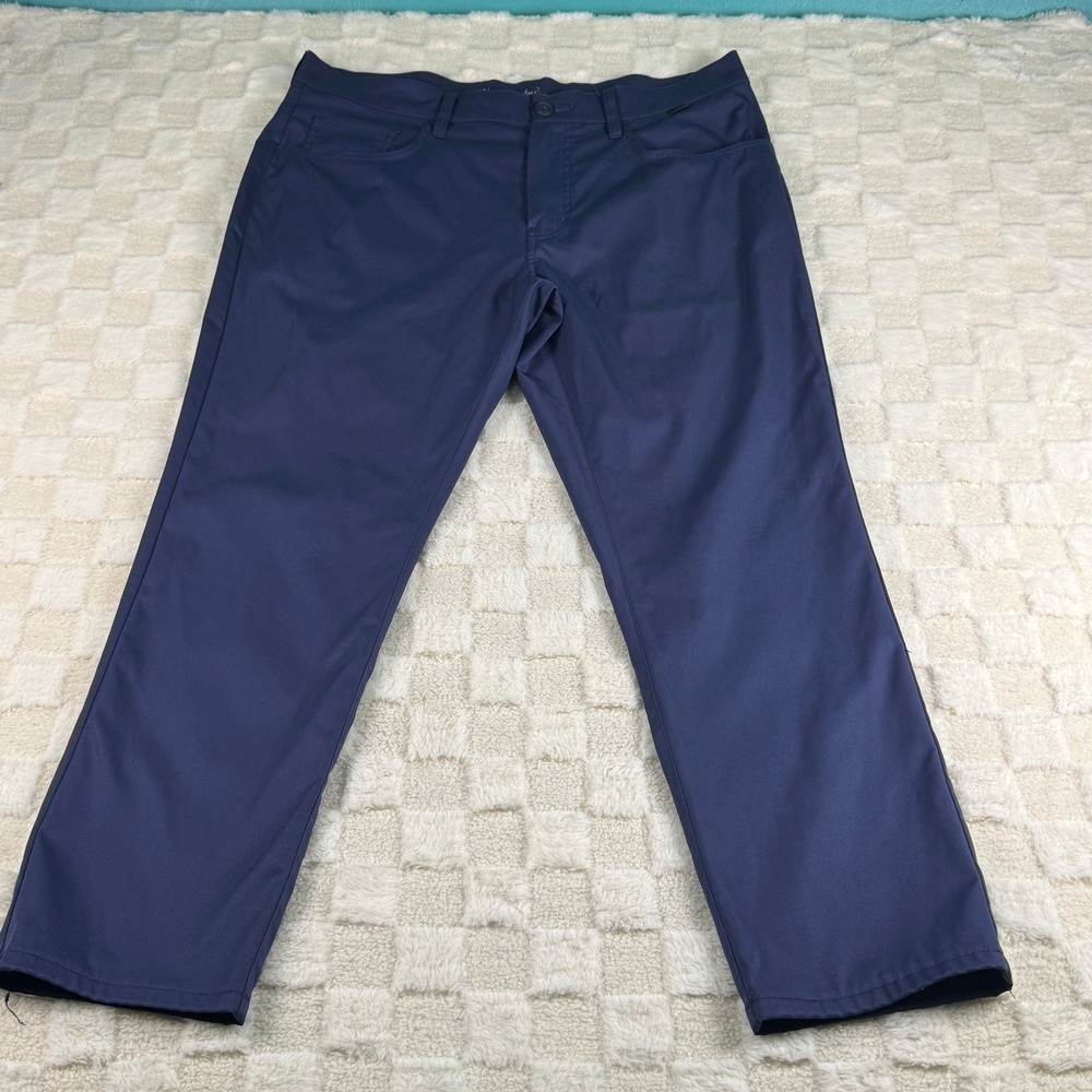 TravisMathew Mens Navy Blue Golf Pants Polyester Straight Leg Size 35 x 27